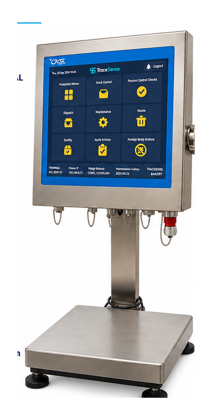 TraceSense Forge 17 industrial touchscreen terminal with stainless steel enclosure